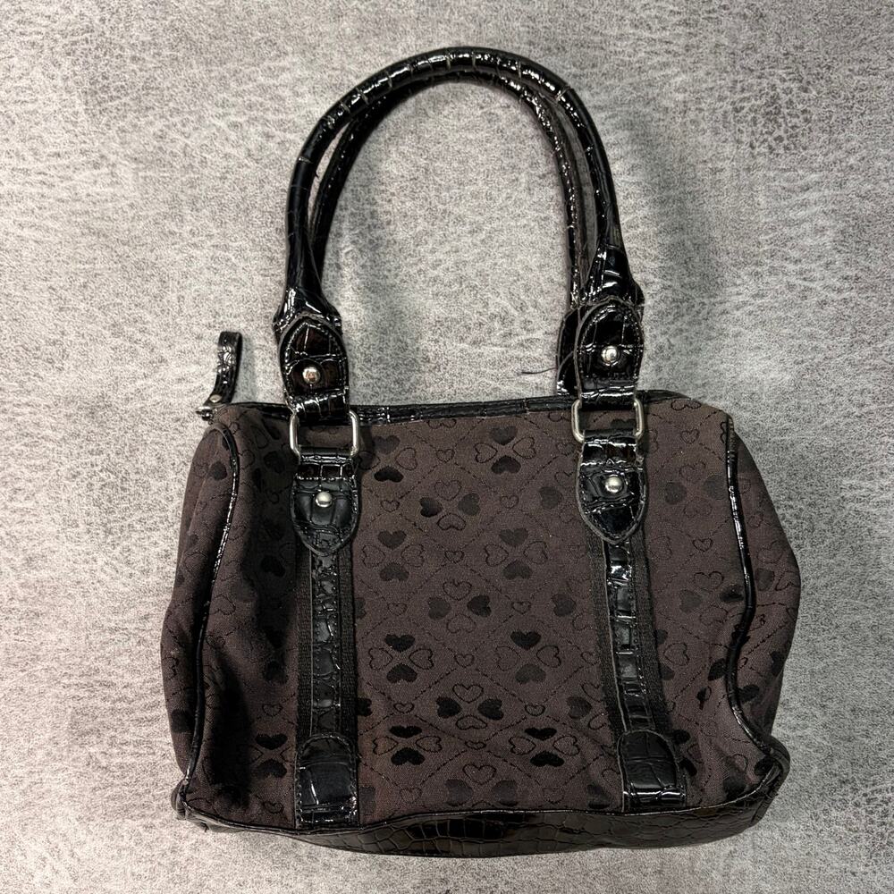 Black Heart Monogram Mini Satchel Bag